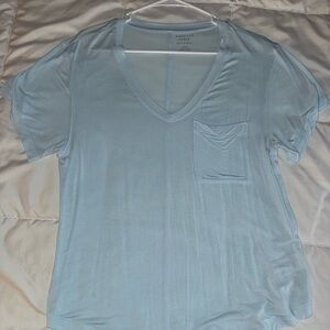 American Eagle Outfitters Sky Blue V-Neck Tee